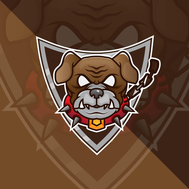 Bulldog head esport mascot logo para juegos de deportes y deporte premium vector gratuito