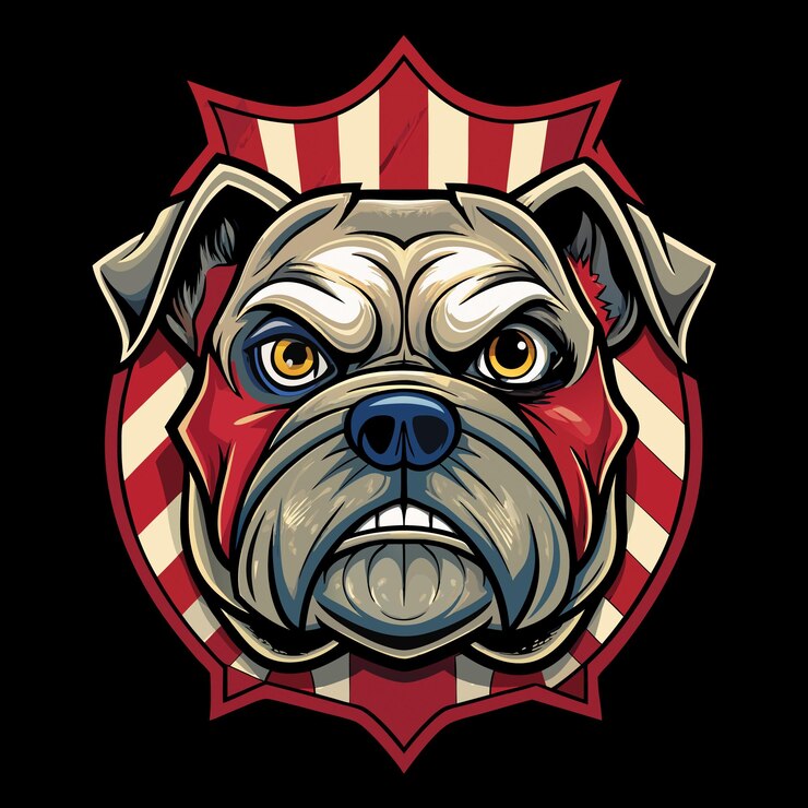 Bulldog con ilustración de arte vectorial de la bandera estadounidense
