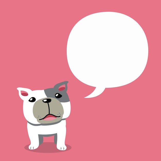 Bulldog de personaje de dibujos animados con burbujas de discurso