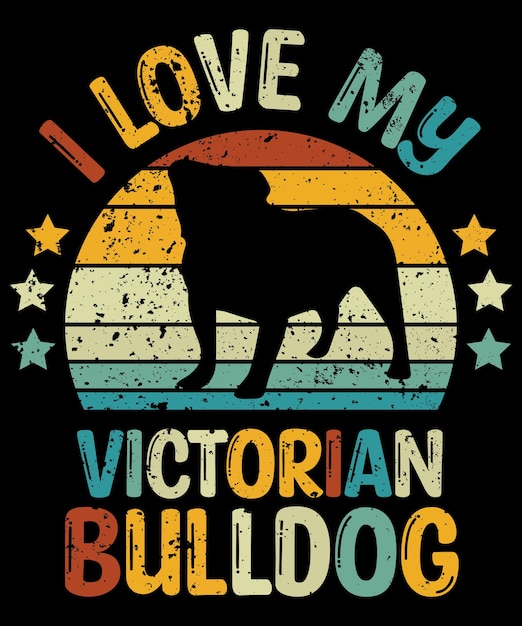 Bulldog victoriano silueta vintage y diseño de camiseta retro