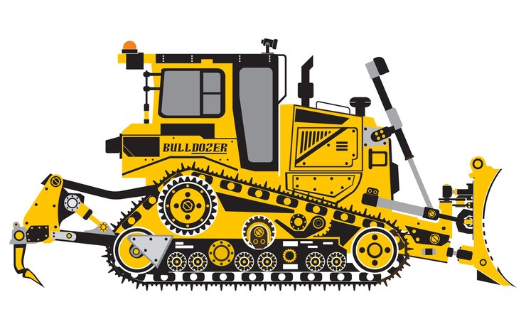 Bulldozer o topadora con máquina accionada por tractor