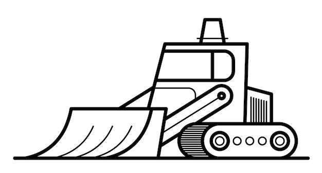 Bulldozer vector icono de estilo de dibujos animados aislado sobre fondo blanco.