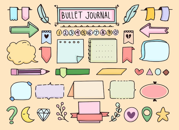Bullet journal and planner notes banner doodle set bullet journal and planner notes banner doodle set
