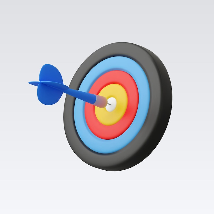 Vector bullseye con el dardo en el centro