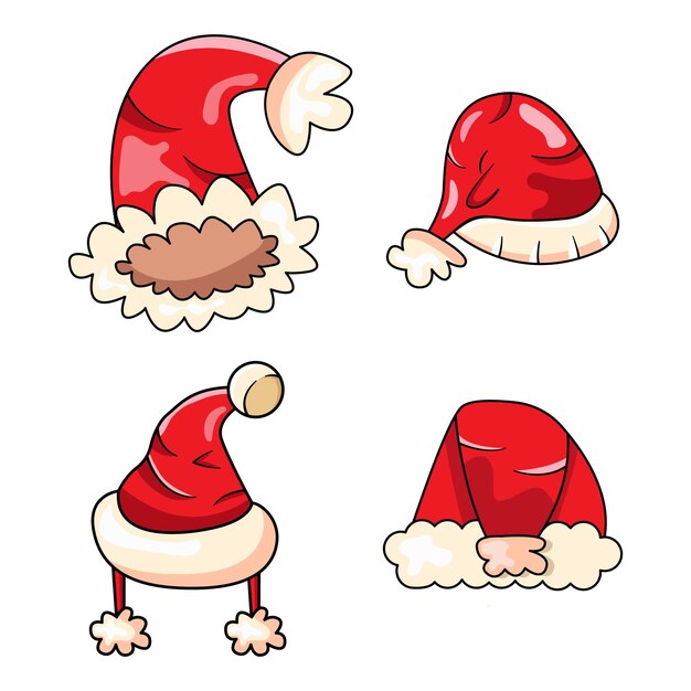 Bundle Chrismas sombrero icono vectorial ilustración estilo de dibujos animados plano adecuado para web y banner