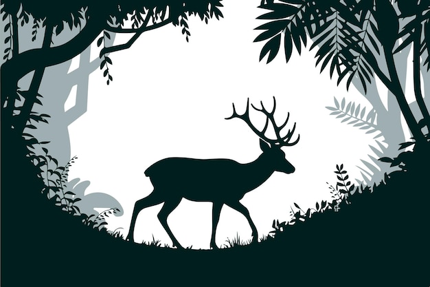 Bundle de silueta de ciervo en estilo de clip art vectorial