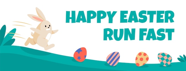 Bunny corre rápido para perseguir los huevos de pascua