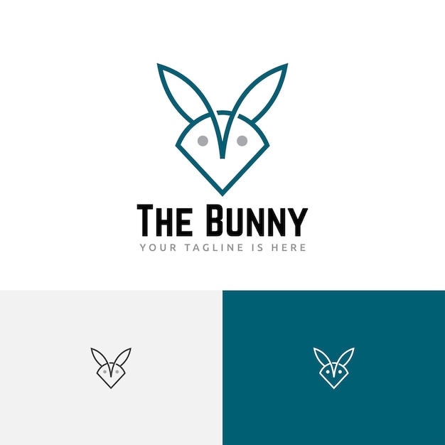 Bunny Rabbit Hare Head Logotipo de línea moderna simple