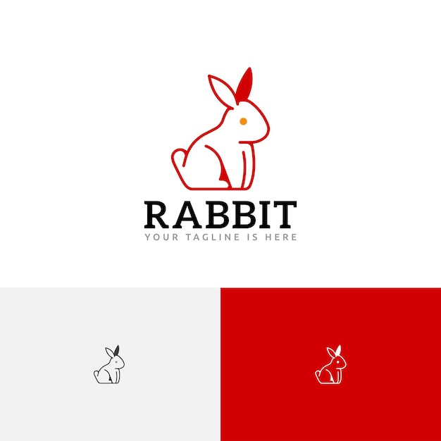 Bunny rabbit sit simple animal line logo