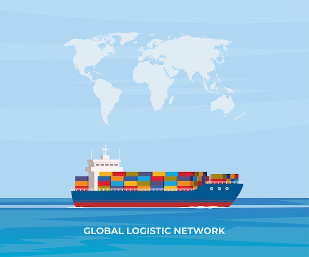 Buque de carga con contenedores en el océano Entrega envío transporte de carga Logística global