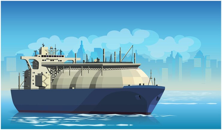 Vector buque cisterna de gas natural licuado