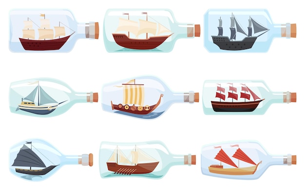 Buques en botellas Conjunto de vidrio con objeto en el interior Modelos en miniatura de buques marinos Hobby artesanal y tema marítimo Souvenirs marinos decorativos artesanías de vela