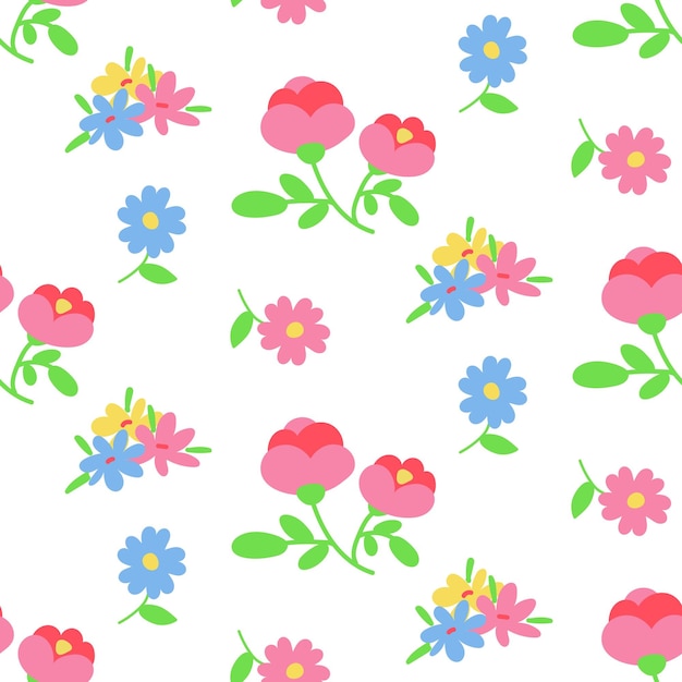 Buquete de flores con patrón para las vacaciones sobre un fondo blanco Fondo festivo para el cumpleaños
