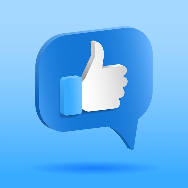 Burbuja chat con como 3d pulgares arriba icono Vector como icono Pulgar arriba como
