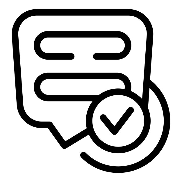 Burbuja de chat con marca de comprobación que muestra la comunicación exitosa