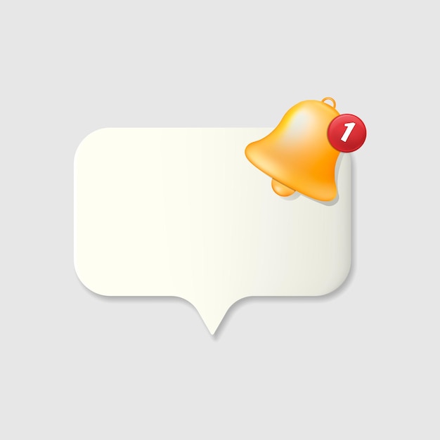 Burbuja de chat de notificación de recordatorio con campana aislada en fondo blanco Ilustración vectorial Eps 10
