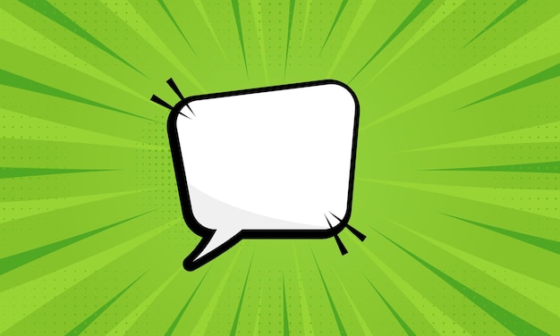Burbuja cómica retro sobre fondo de arte pop verde burbuja de diálogo blanca en blanco de dibujos animados para mensaje de texto