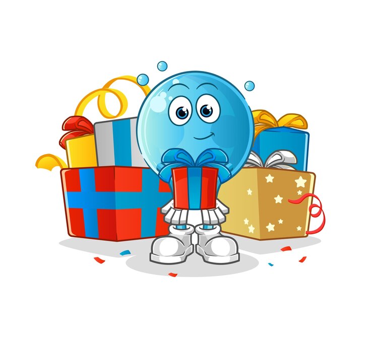 Vector la burbuja da la mascota de los regalos. vector de dibujos animados