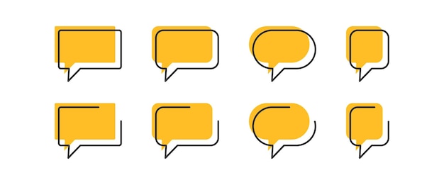Burbuja de discurso Símbolo de globo de chat Plantilla de conversación Banner de comunicación Mensaje Color amarillo negro Signo vectorial