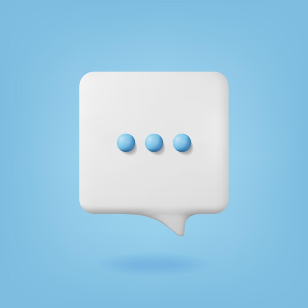 Burbuja de habla blanca en 3D 3D muestra el icono de chat de plástico brillante