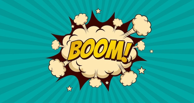 Burbuja de habla BOOM de texto cómico en estilo Pop Art