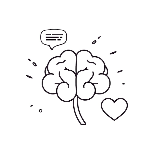 burbuja de habla del cerebro y el corazón expresando pensamiento emoción y comunicación