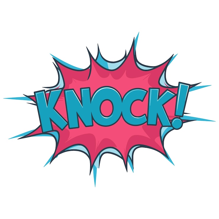 Vector burbuja de habla cómica con texto de expresión knock ilustración vectorial de silueta negra para juegos
