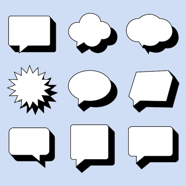 Burbuja de habla Conjunto de burbujas de habla de diferentes formas con sombra