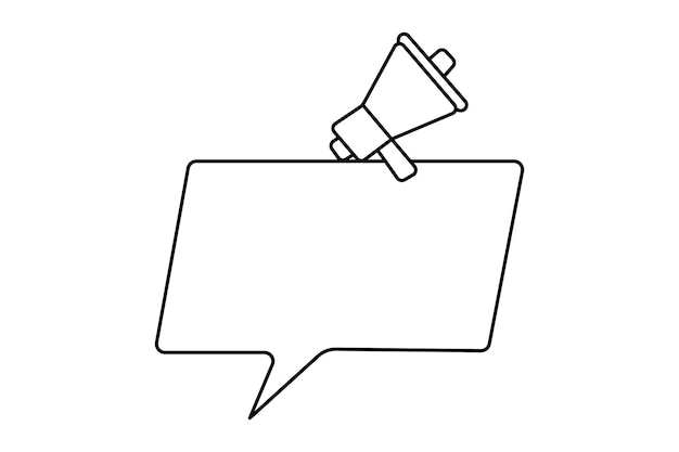 Burbuja de habla continua dibujo a mano de una línea con fondo blanco