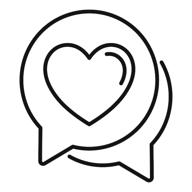 Burbuja de habla con corazón que muestra el símbolo de la aplicación de citas en línea