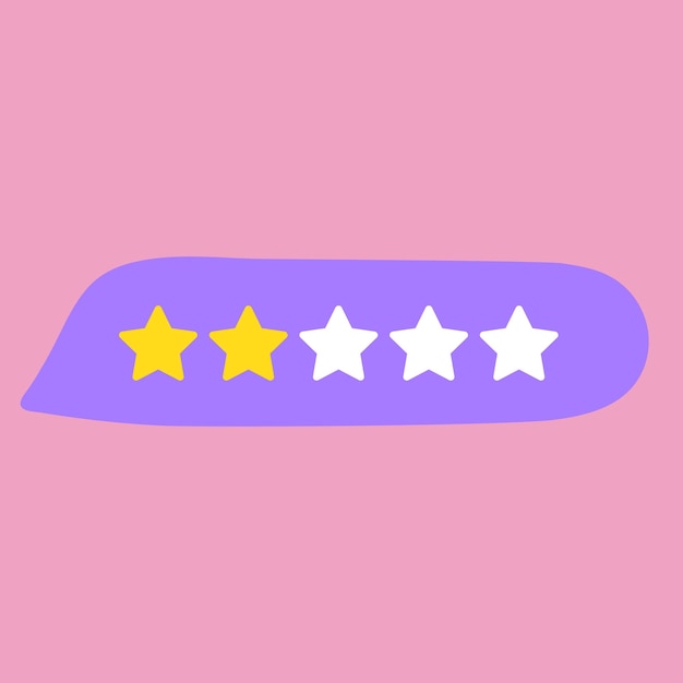 Burbuja de habla dibujada a mano con dos estrellas revisión Ilustración vectorial en fondo rosa