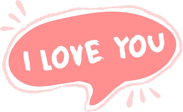 Burbuja de habla dibujada a mano con letras de amor
