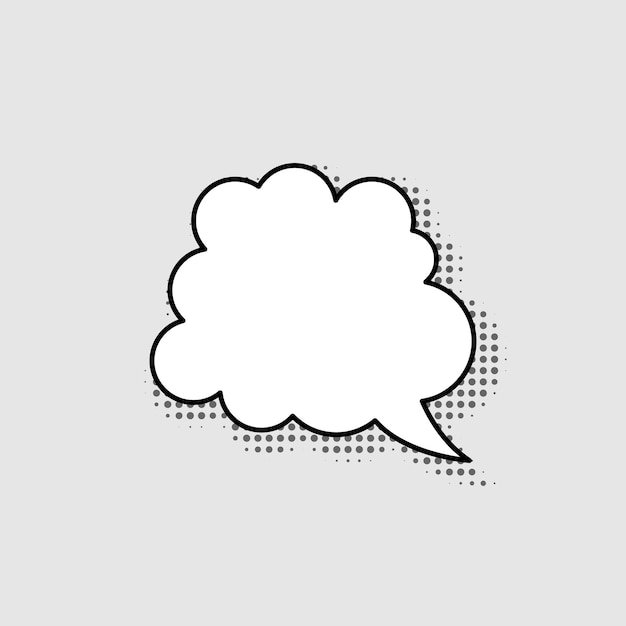 Burbuja de habla en forma de nube aislada en fondo gris Plantilla para diseño web de dibujos animados de cómics
