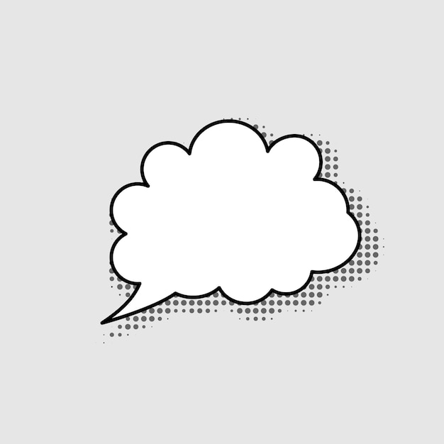 Burbuja de habla en forma de nube aislada en fondo gris