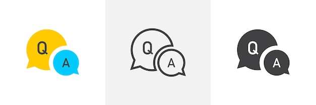 Burbuja de habla con letras q y a preguntas y respuestas chat frecuente icono vectorial