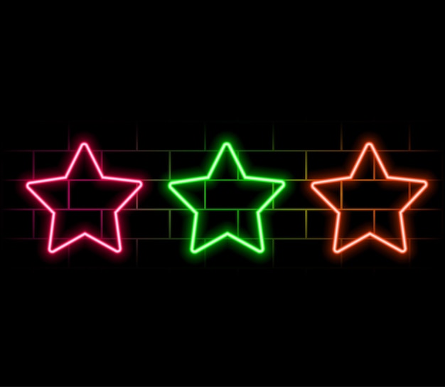 Burbuja de habla de luz de neón Ícono de línea de estrella caída Signo nocturno Símbolo de fuegos artificiales Fondo de luz de neon Fal