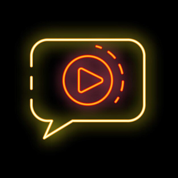 Burbuja de habla de neón que muestra el botón de reproducción para podcasters