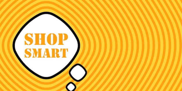 Burbuja de habla con texto inteligente de la tienda Estilo de cómic retro Boom Estilo de arte pop Icono de línea vectorial para negocios y publicidad
