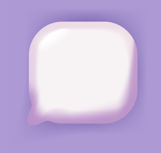 Burbuja de habla vectorial 3D en fondo púrpura