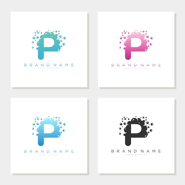 Burbuja de jabón en la letra P Diseño del logotipo editable