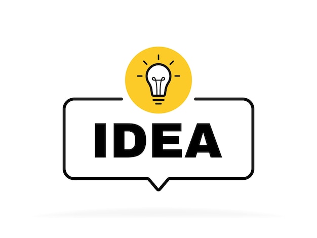 Burbuja de mensaje geométrico de idea con emblema de bombilla Diseño de banner para negocios y publicidad Ilustración vectorial