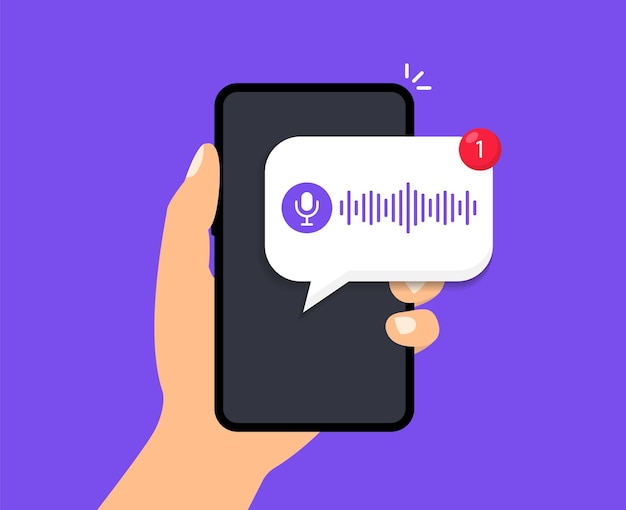 Burbuja de mensaje de voz en el teléfono inteligente de pantalla