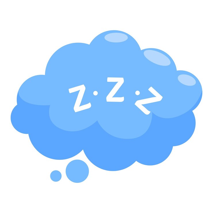 Vector burbuja de pensamiento azul que muestra el signo zzz para dormir