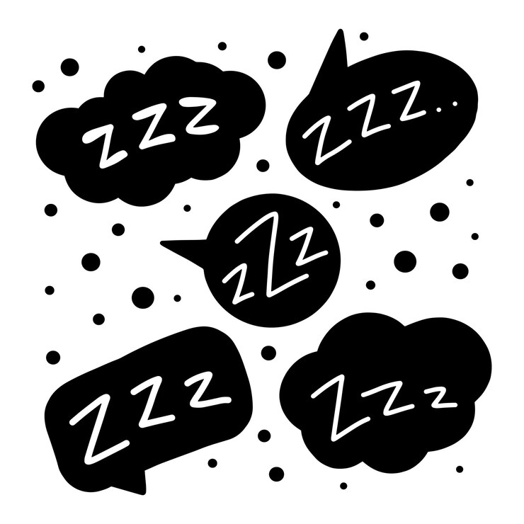 Vector burbuja de sueño zzz con texto snore camiseta gráfica imprimible doodle de diseño para imprimir conjunto de ilustración aislada vectorial etiqueta de nube negra estilo cómico dibujado a mano de dibujos animados zzz icono para el modo de dormir