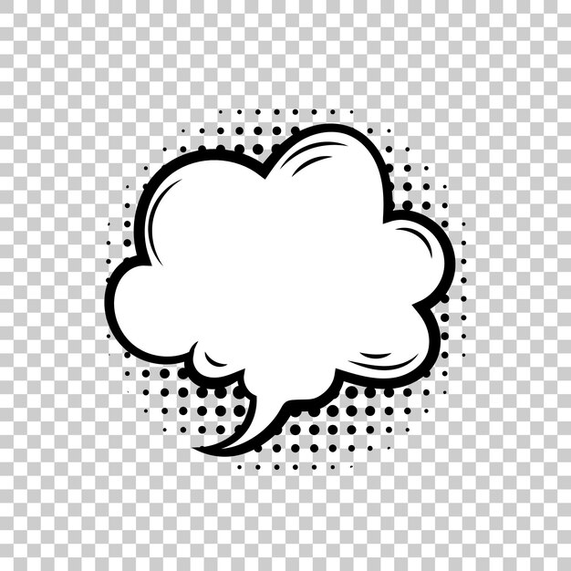 Burbuja vectorial aislada sobre fondo transparente claro Elemento de diseño de ilustración de semitono Dibujo de nube en blanco