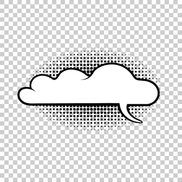 Burbuja vectorial aislada sobre fondo transparente claro elemento de diseño de ilustración de semitono nube larga en blanco