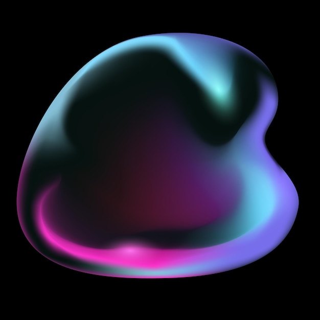 Burbuja vibrante Forma de color brillante en negro Gradientes borrosos multicolores vivos Diseño gráfico Ilustración vectorial