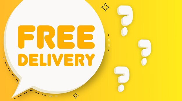 Burbuja de voz de entrega gratuita con ilustración 2d de texto de entrega gratuita Icono de línea vectorial de estilo plano para negocios y publicidad
