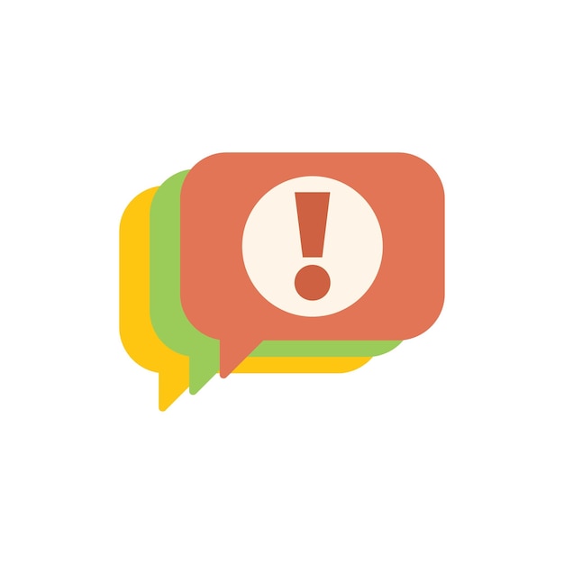 Burbuja de voz con signo de exclamación que muestra la notificación de advertencia