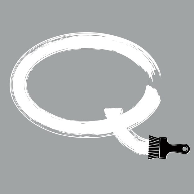 Burbuja de voz vectorial dibujada con pincel de pintura, el signo de conversación se puede utilizar en el diseño web. Símbolo de burbuja de pensamiento de mancha monocromática hecho con pinceladas, concepto de idea.